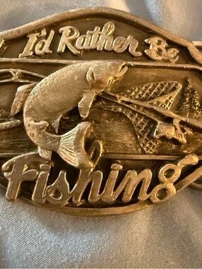 'I'd Rather Be Fishing' Men's Belt Buckle